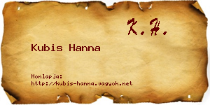 Kubis Hanna névjegykártya